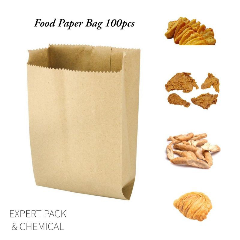 Paper Bag 4S/5S/6S 100pcs/FOOD Paper Bag - Brown, Brown Color (100pcs± ...