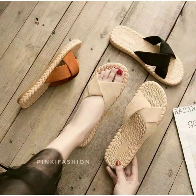 Sandal Etnik Kokop Silang New Bahan Spon - Gambar 3