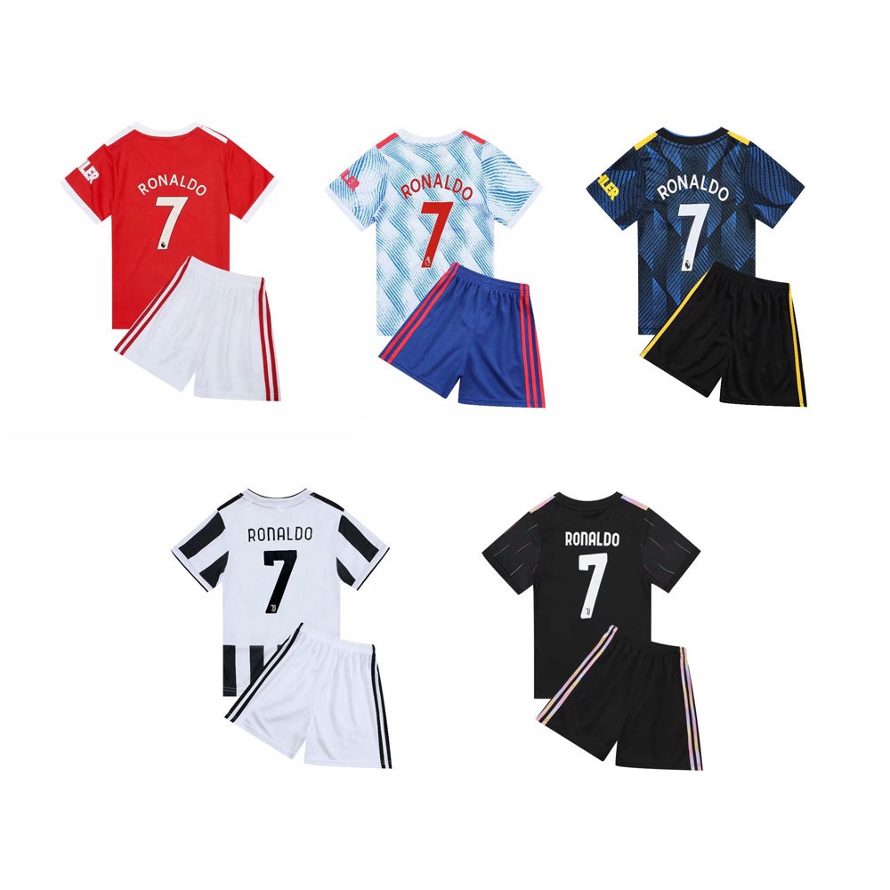 2022 C.Ronaldo No.7 Jersey Sets for Kids Children Summer Boys Girls Sports Soccer Clothes Kits