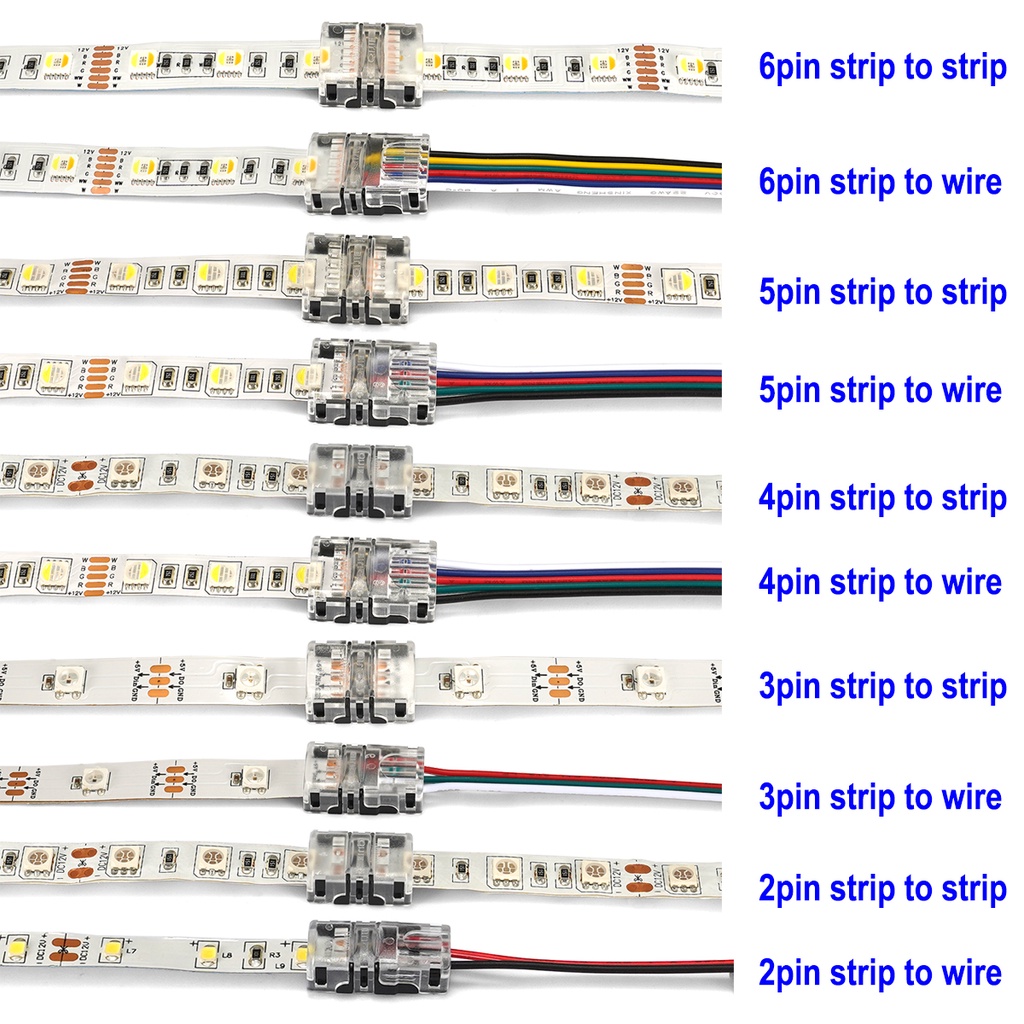 10pcs/lot LED Connector 2/3/4/5/6 Pin LED Strip Connector For SMD 5050 ...