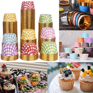 50Pc Foil Cupcake Liners with Lids Heat Resistant 5.5oz Aluminum Cake Cups  Round Foil Baking Cups Kitchen Wedding Party Supplies