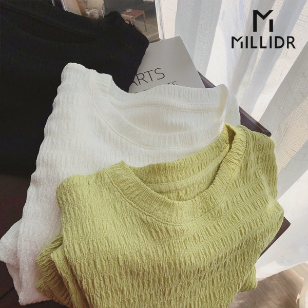 Women Chiffon Blouse Solid Color T-shirt Women's Clothing New Trendy Slimmer Short Sleeve