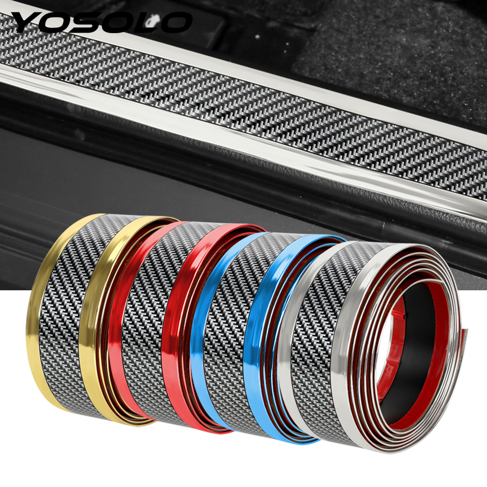 5D Car Carbon Fiber Vinyl Waterproof Stickers /DIY Door Sill Protector Edge Guard Rubber / Car Trim Bumper Strip /Automobile Universal Anti-collision Sticker