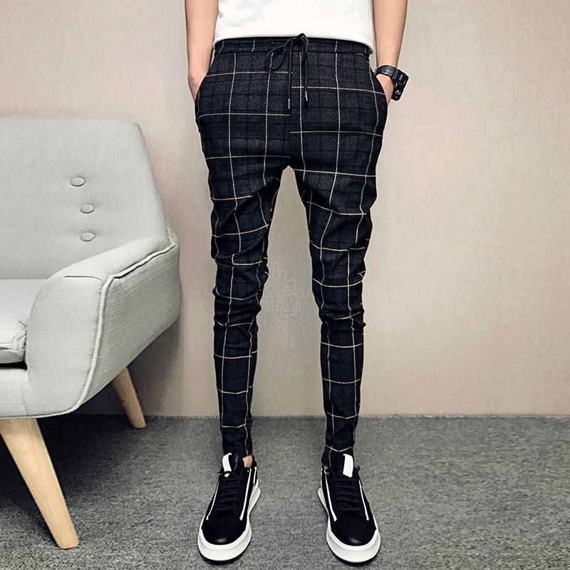 Casual street clearance plaid cropped pants