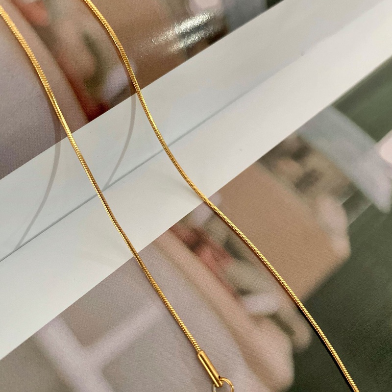 18K Gold Waterproof Non Tarnish Ultra Thin Skinny 1mm Herringbone Snake Chain Necklace 316L Stainless Titanium Steel Necklaces for Unisex Men Women Shopee Singapore