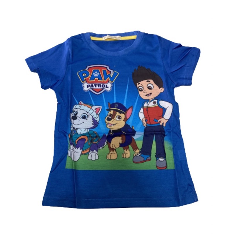 Paw Patrol Tshirts Boy Cartoon Shirt ( Royal Blue & Black ) | Shopee ...