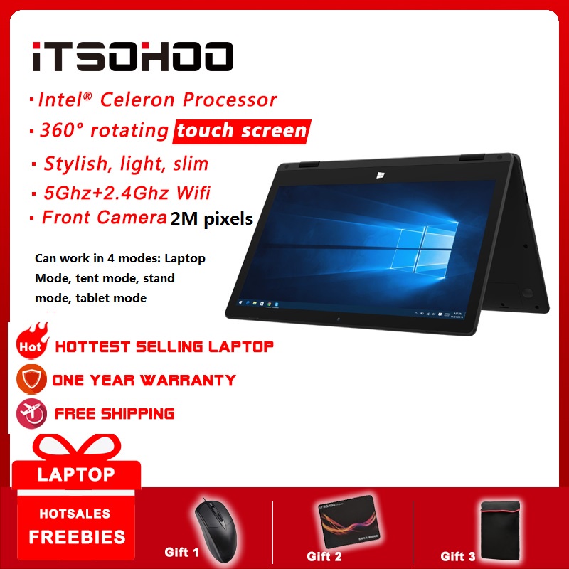 iTSOHOO 360 degree touchscreen laptop 11.6 inch with 8GB Black convertible 2 in 1 laptops