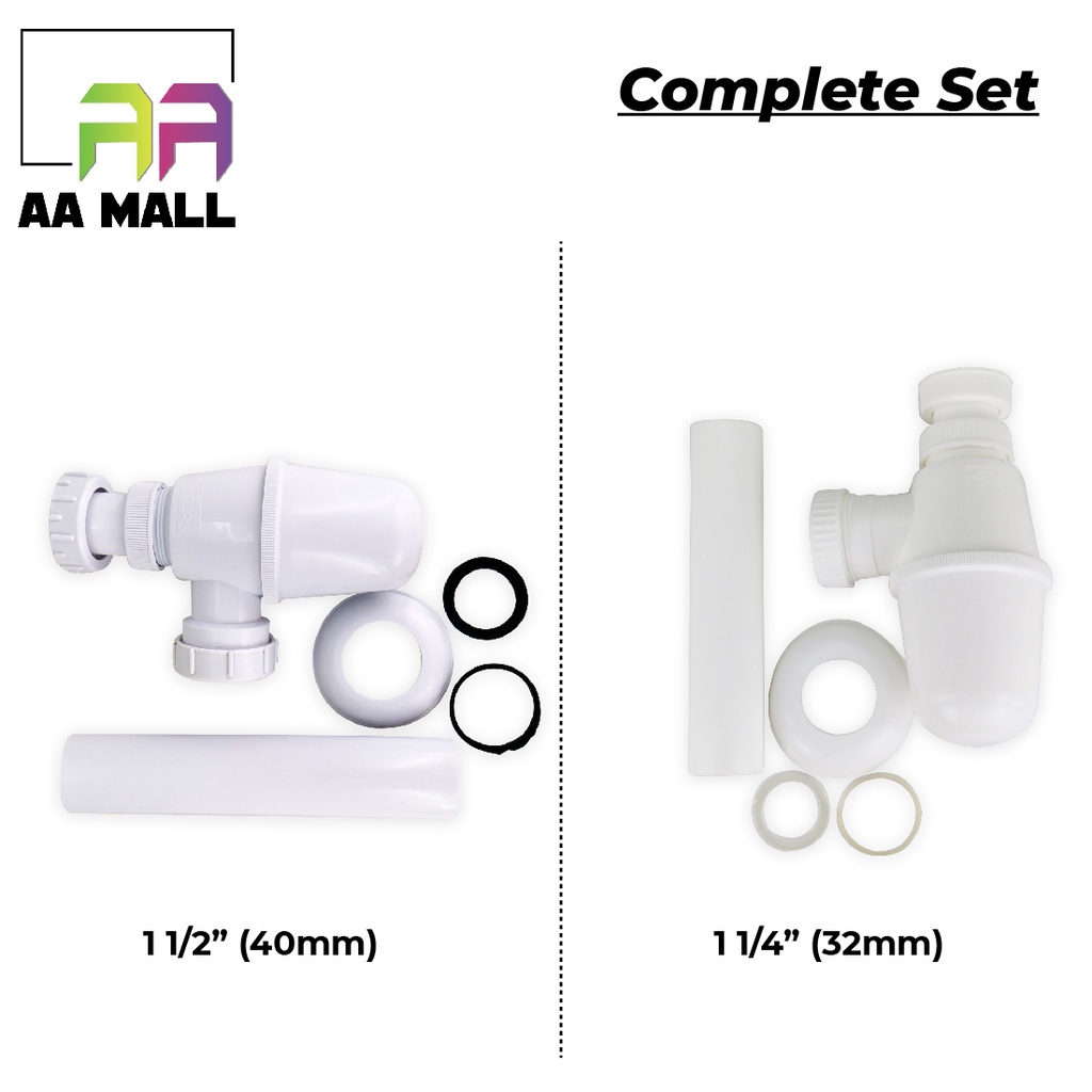 AA MALL PVC Plastic Bottle Trap For Kitchen Sink (40mm) / Wash Basin ...