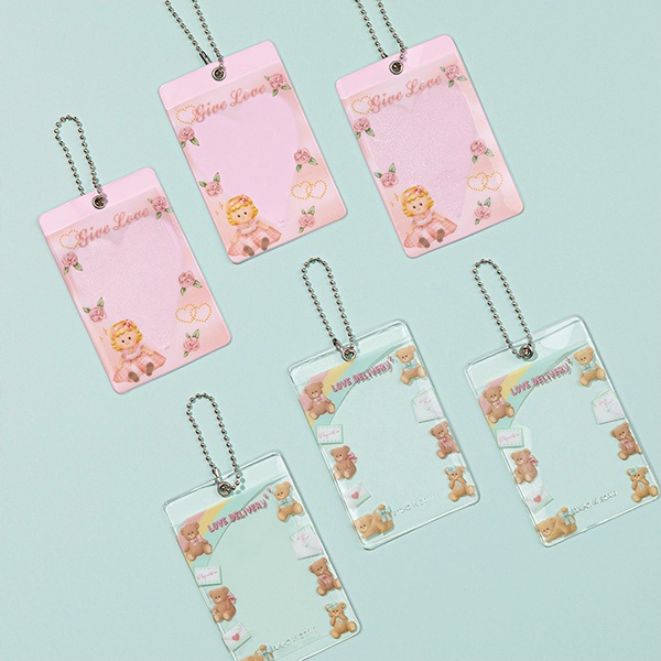 [Daiso Korea] Transparent Photo Card Key Ring Holder (2Pcs) Cute ...