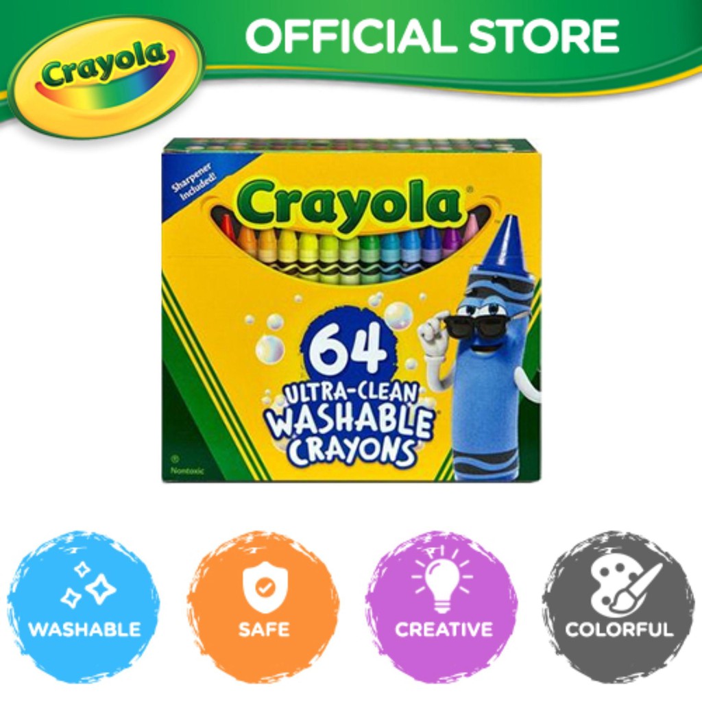 Crayola Ultra-Clean Washable Crayons Regular Size 64 Count Creative ...