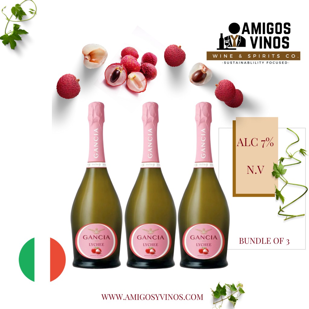 BUNDLE OF 3 Gancia Romina Lychee Sparkling Wine Prosecco Sweet Brut