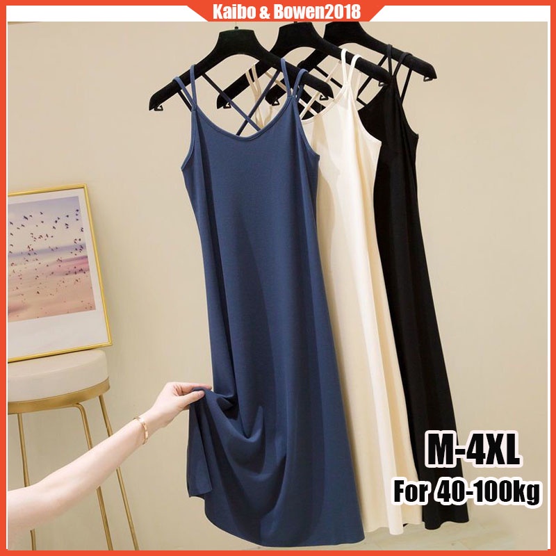 L4XL For 40100kg Plus Size MidLength Sling Women Dress Loose Outer