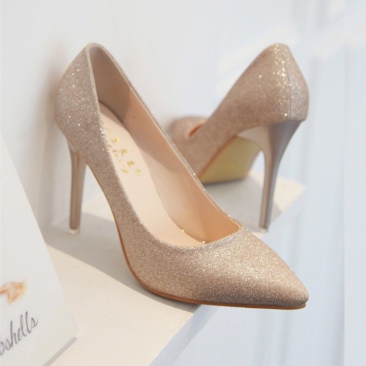 Golden on sale glitter heels