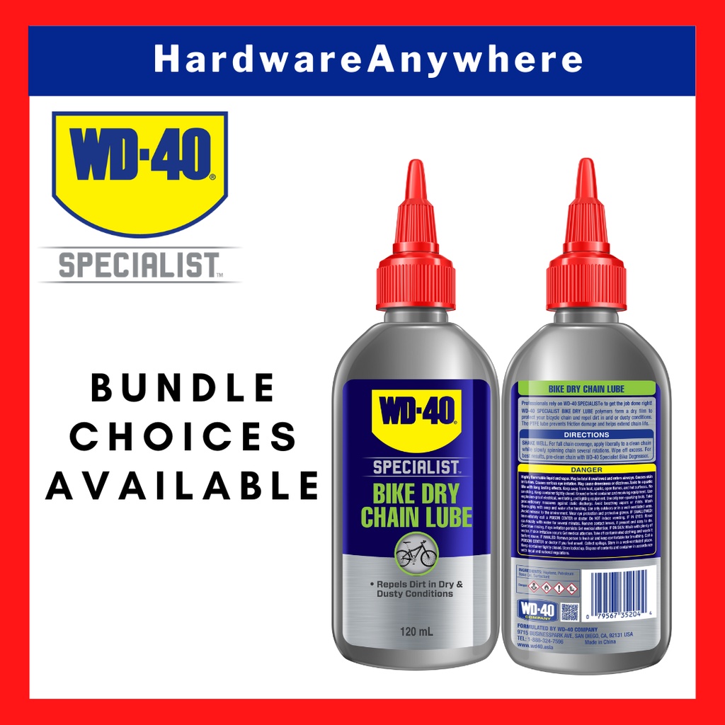 WD40 Bike Dry Chain Lube 120ml high performance lubricant formulated for dry dusty conditions WD 40 Specialist Shopee Singapore