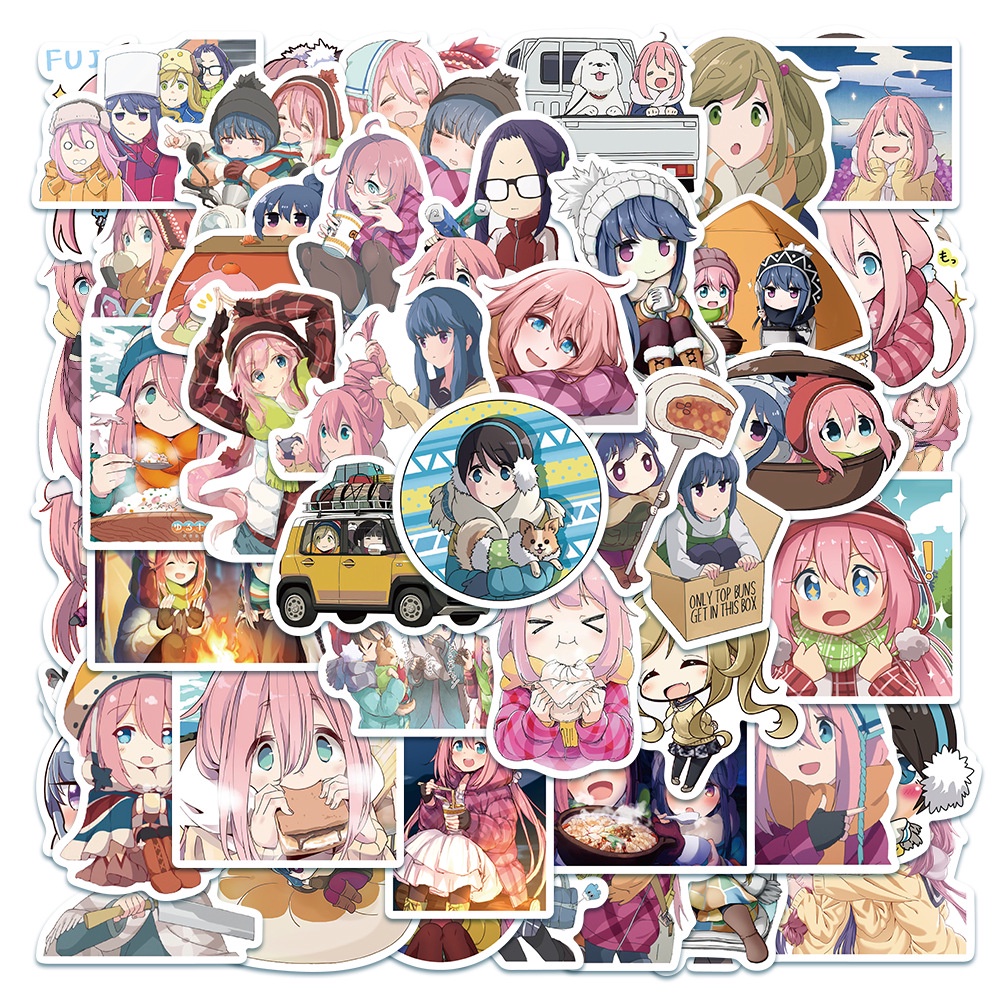 50 pcs Laid-Back Camp Anime Waterproof PVC Stickers | Shopee Singapore