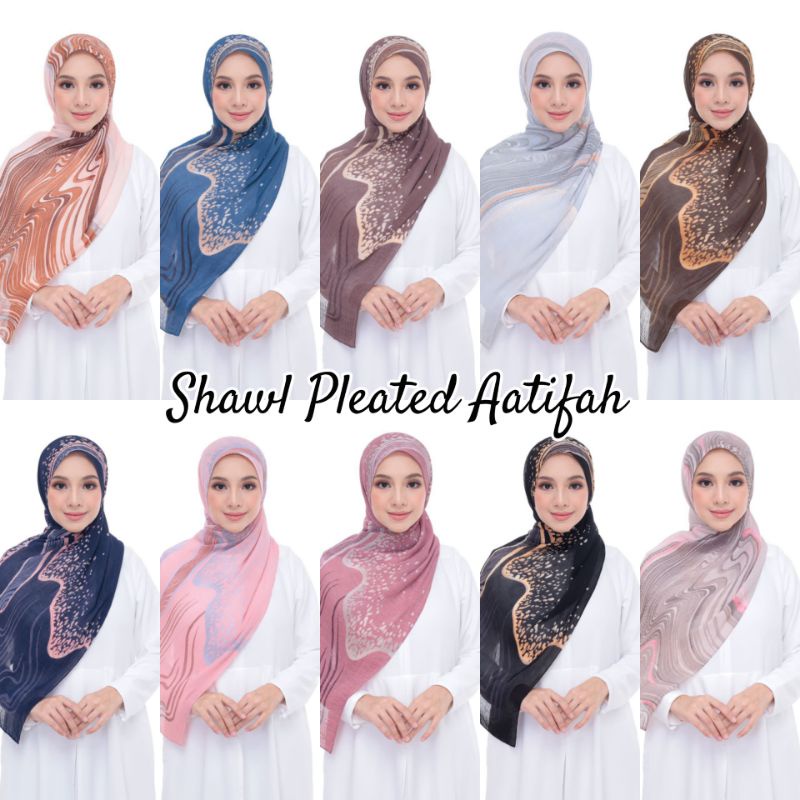 Shawl pleated printed/corak - Aatifah / Afeefah | Shopee Singapore