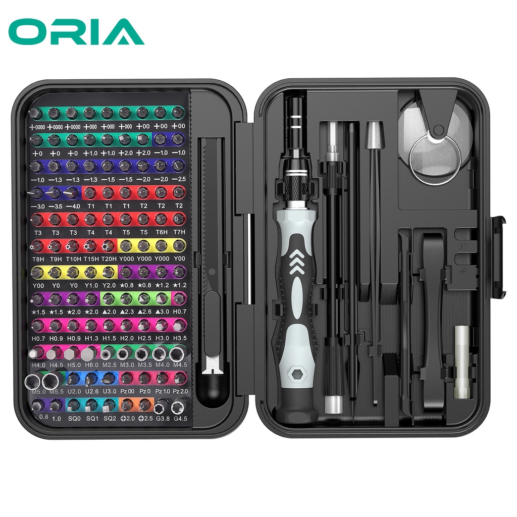 ORIA 132-IN-1 Precision Screwdriver Set Computer Repair Tool Kit with 108pcs Color-coded Magnetic Screw Driver Bits for Smartphone Laptop/Eyeglass/Watch/Toys DIY