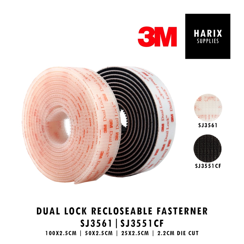 3M Dual Lock Recloseable Fastener Velcro Adhesive Tape Type 400 SJ3561  SJ3551CF Black Transparent Clear Mushroom