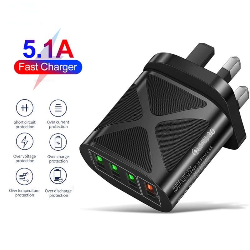 Quick Charge 3.0 Fast USB Charger 4 Port Charger Plug Universal Phone