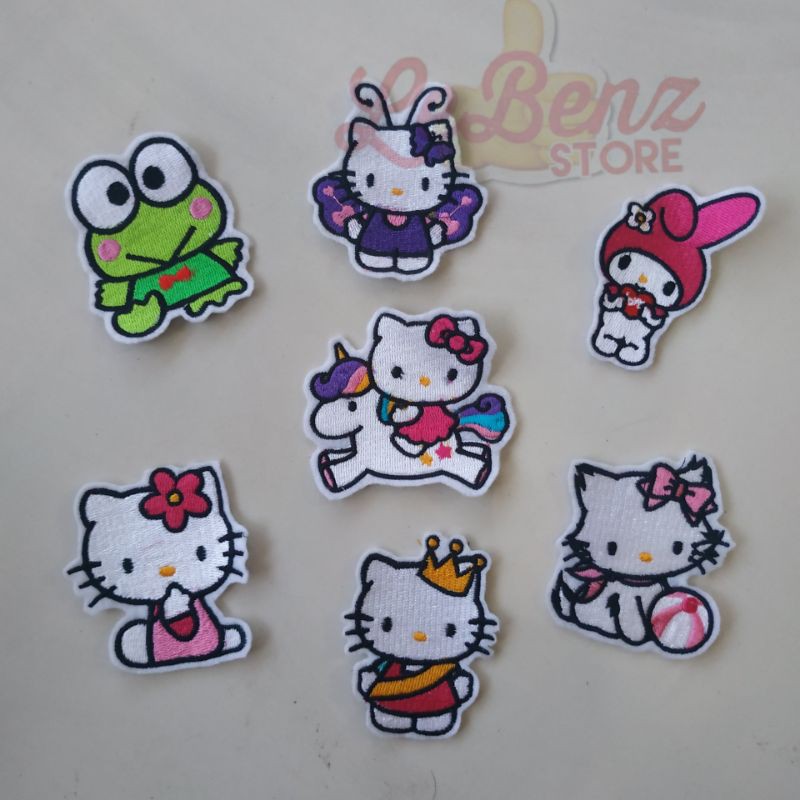 in Pink - Hello Kitty Artwork Embroidered Iron on Patches, 6 x 7 Applique Patch