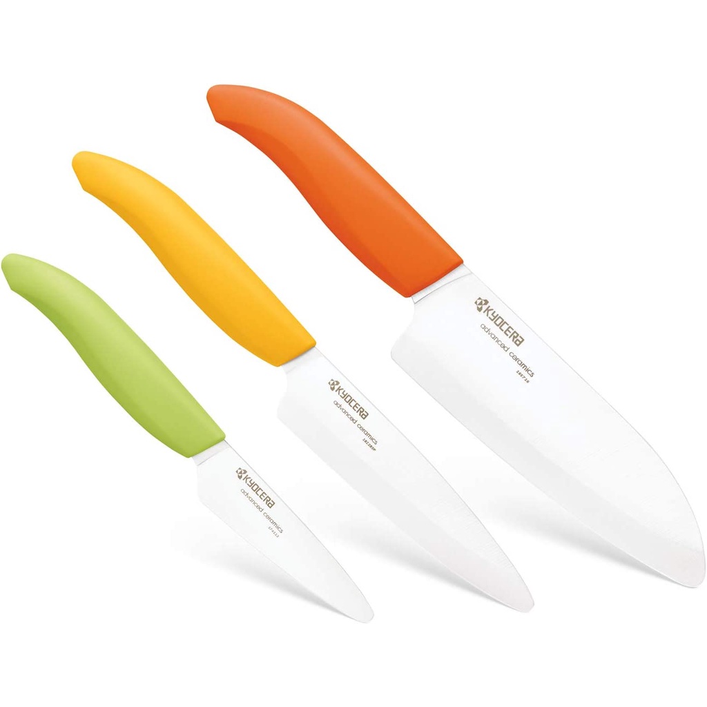Set 4 Coltelli Kyocera Revolution In Ceramica – Chef 17,8cm, Santoku, Utility, Stecca