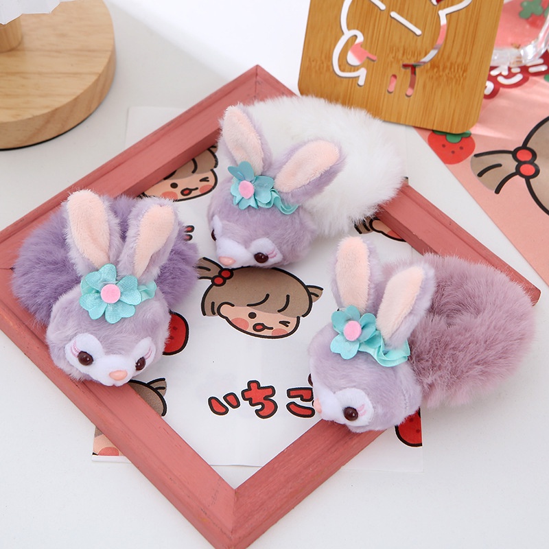 Ballet Bunny Plush Hair Rope for Children Cute Rabbit Furry Hair Tie ...