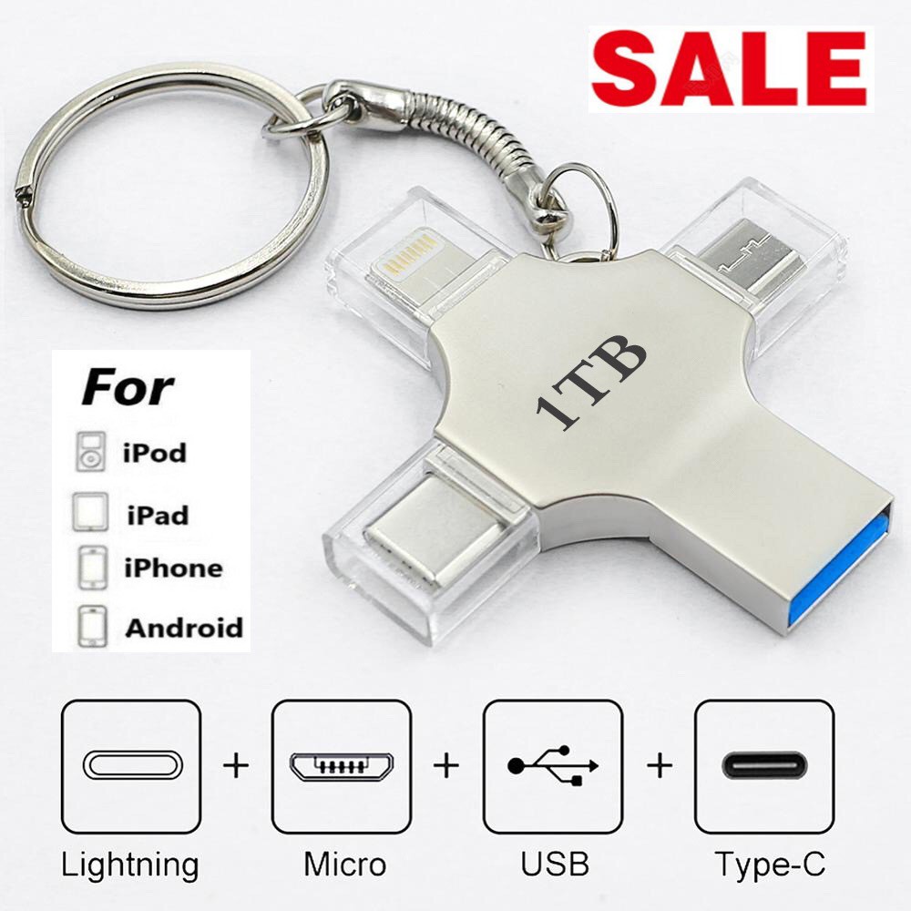 4in 1 OTG USB Flash Drive 1TB Pendrive 2000GB Type-C USB Stick 128GB ...