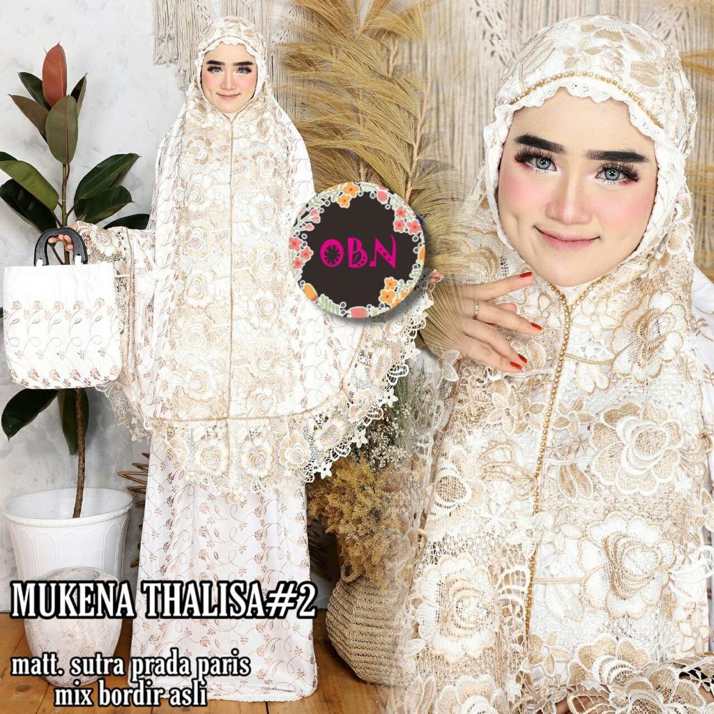 Thaalisa mukena mukenah rukoh rukuh silk embroidery lace white flowers ...