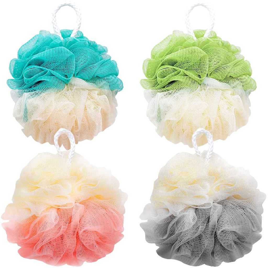 Bath Lather Mesh Sponges Loofah Pouf Shower Puff Soft Body Wash Ball Bubble Shopee Singapore