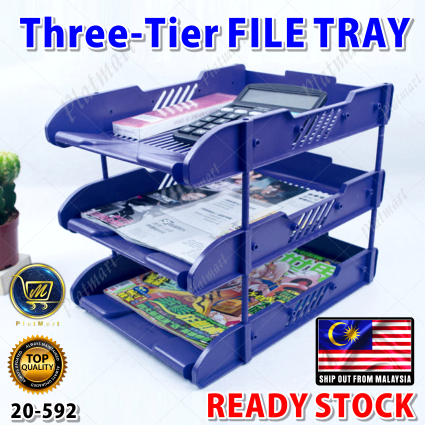 PLATMART - 3 Tier File Document Tray / Letter Paper Rack 20-592 ...