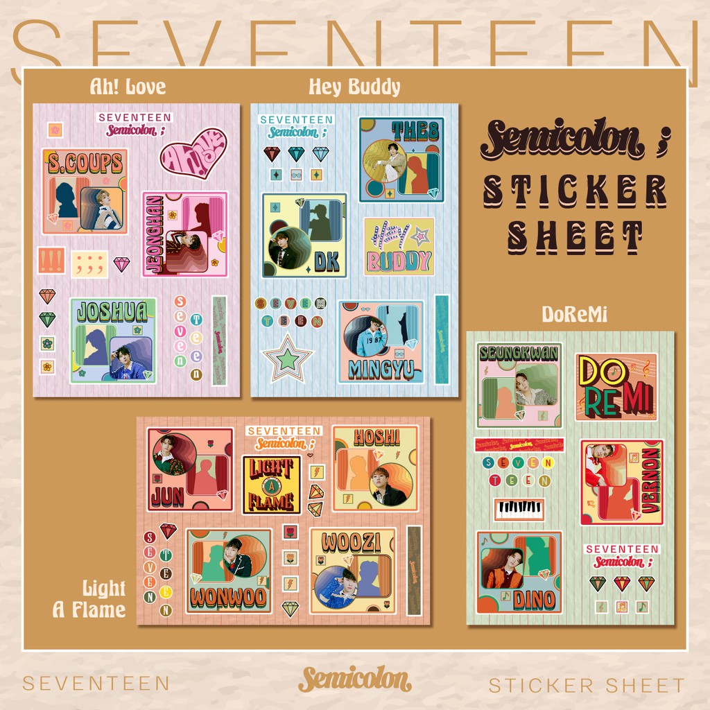 Seventeen Semicolon; Aesthetic Sticker Sheet (2 Sizes) | Shopee Singapore