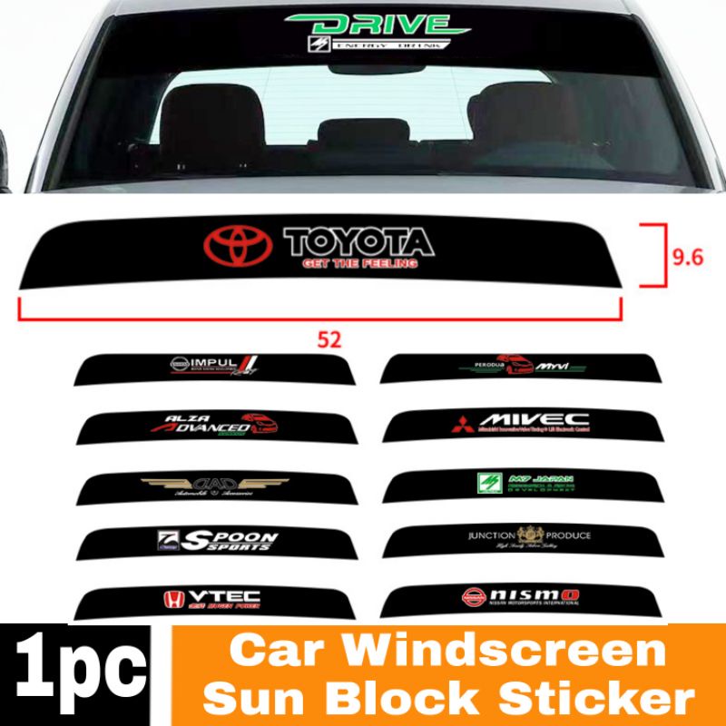 Car Windscreen Sun Block Sticker alza bezza myvi m7 spoon junction vtec honda nismo Toyota impul mivec dad wira carbon