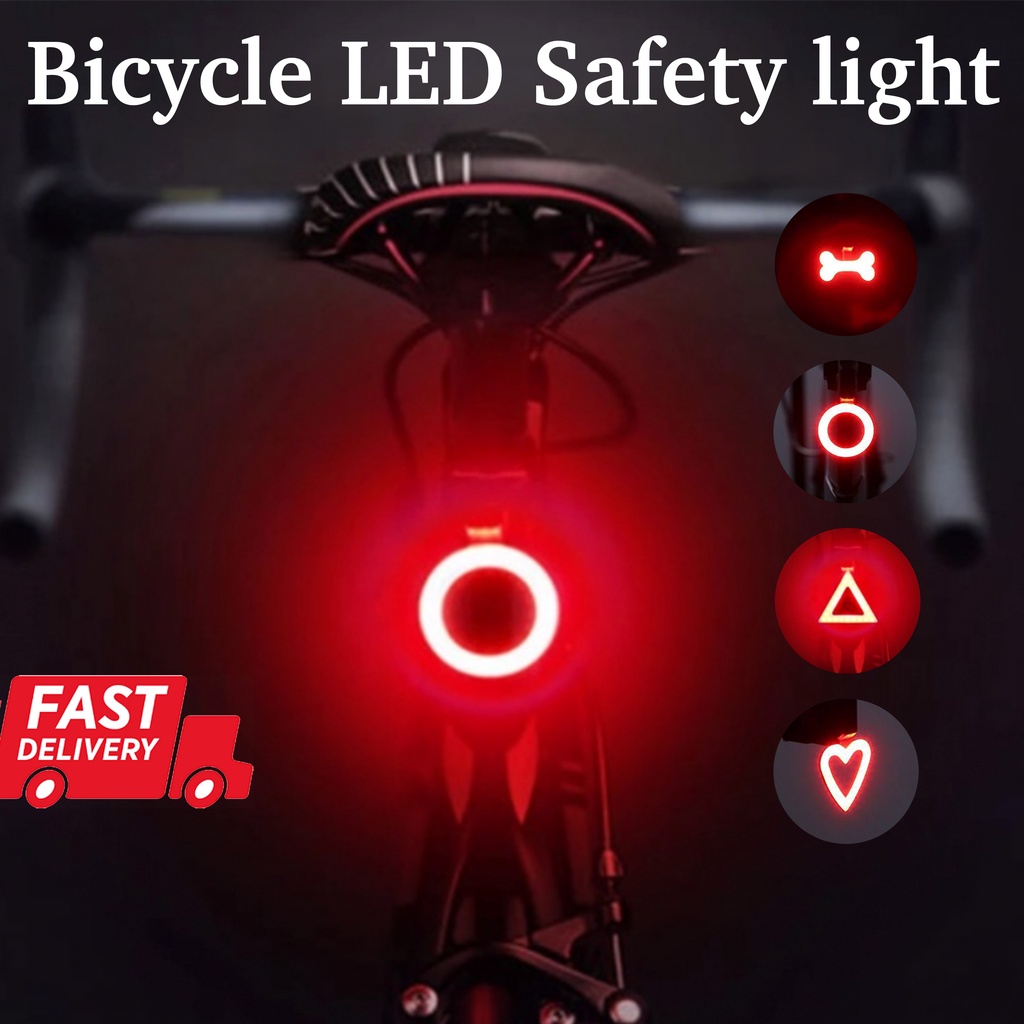 [SG Local Seller] Bicycle Rear LED Light USB Rechargeable Bike Safety