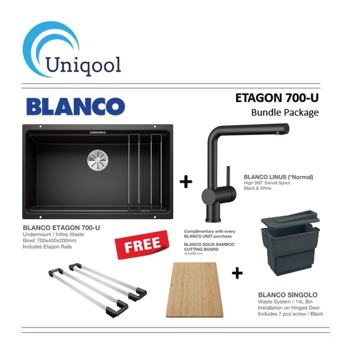 BLANCO ETAGON 700-U Kitchen Sink Bundle With Blanco Linus Mixer Tap ...