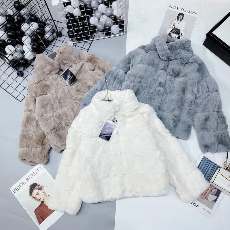 Rabbit fur coat with real photo (available) | Shopee Singapore