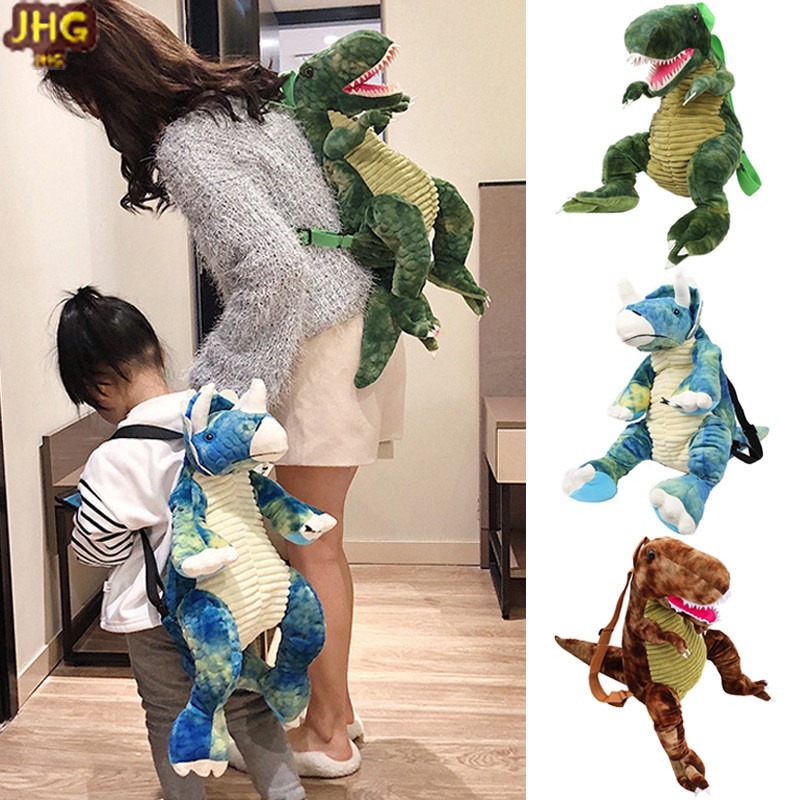 Fashion Parent-Child 3D Dinosaur Backpack Cute Animal Cartoon Plush Rucksack Dinosaurs Bag for Children Kids Gifts