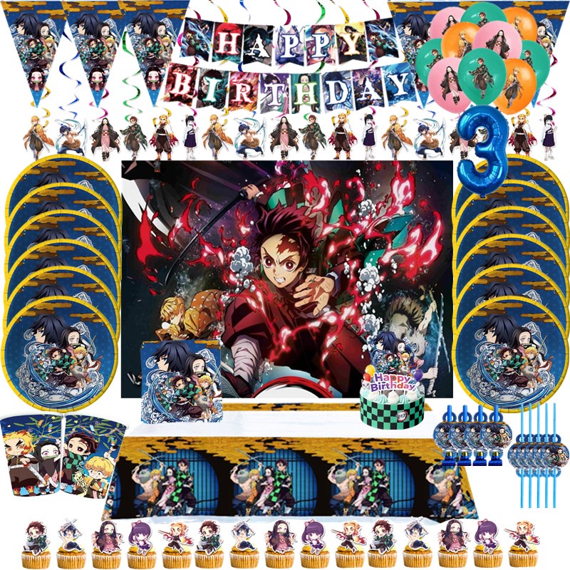 Demon Slayer Theme Party Supplies Balloons Birthday Party Tableware ...