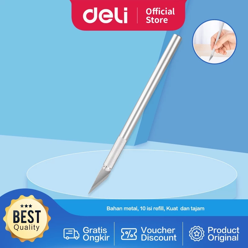 Deli Graver / Cutter Ukir Bahan Metal Dengan Refill 10pcs 2102 - Gambar 3