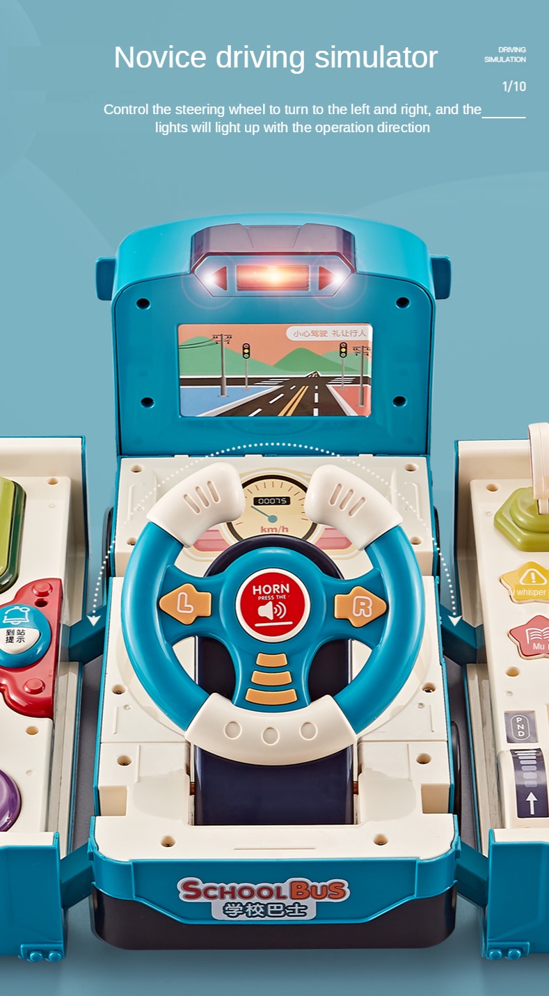 Children Simulation Driving Toy Steering Wheel Toy Multifunctional Car ...