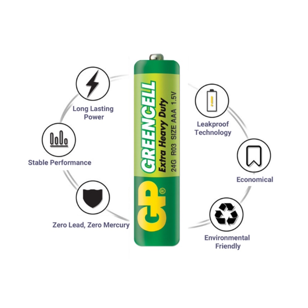 GP Carbon Zinc Greencell AAA Battery (8pcs/pack) | Shopee Singapore