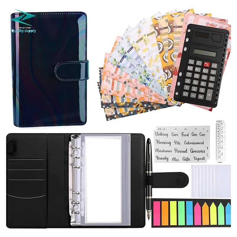 A6 Budget Binder, with Zipper Envelopes,Calculator and Card,PU Money Saving Organizer for Cash