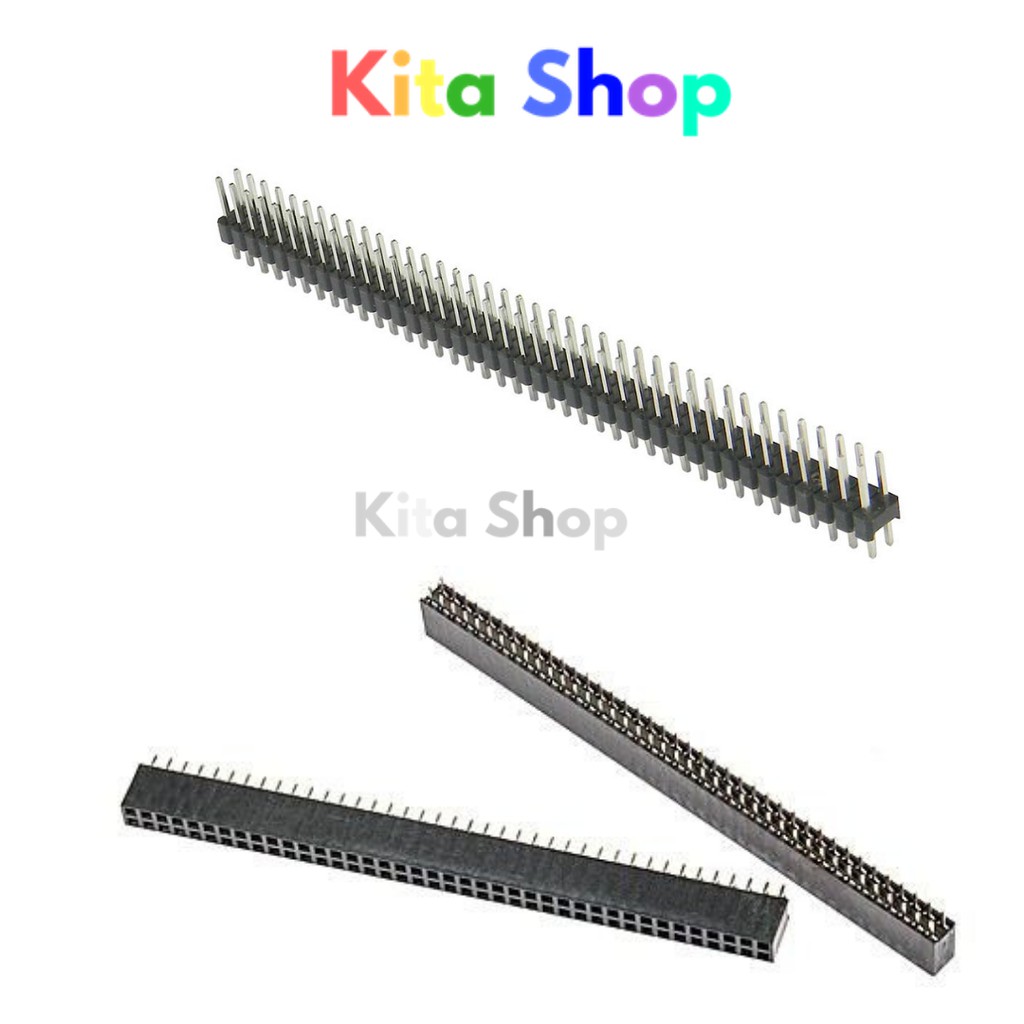 Double Straight Pin Header Male / Female (2 x 40 pin / ways) | Shopee ...