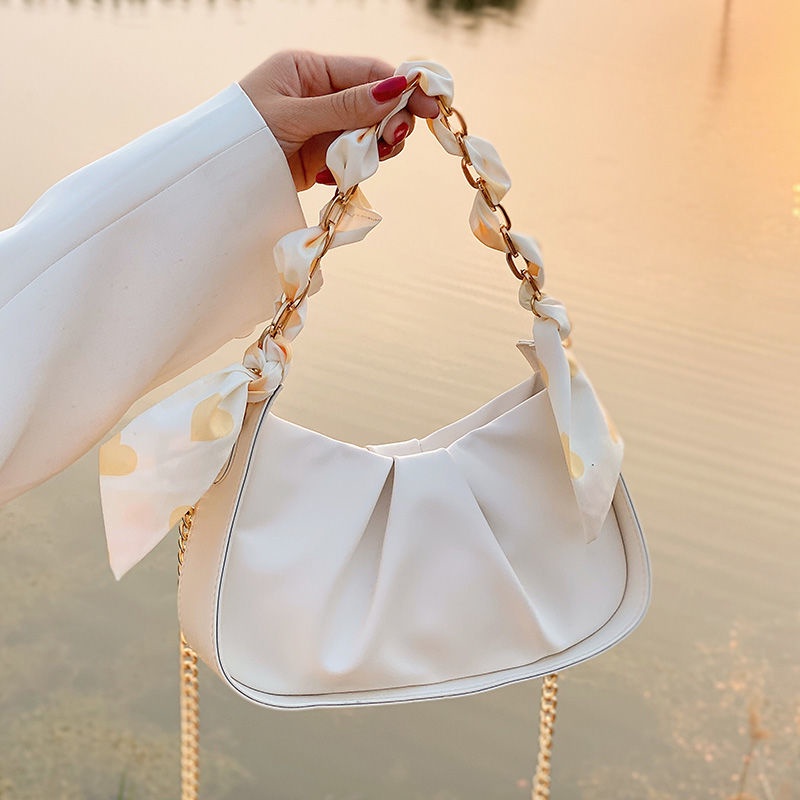 White crossbody bag on sale with gold chain