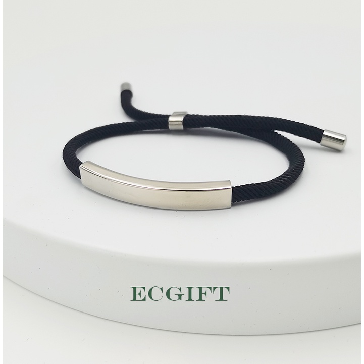 ECGIFT BR005 Custom Adjustable  Stainless Steel Braided Cuff  Bracelet  ID Jewelry