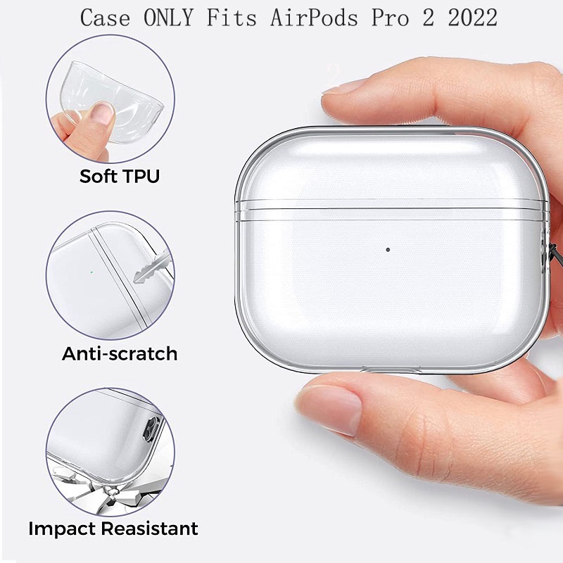 Clear Case Soft TPU Protective Covers with Keychain Compatible with Apple AirPods Pro 2nd Generation 2022