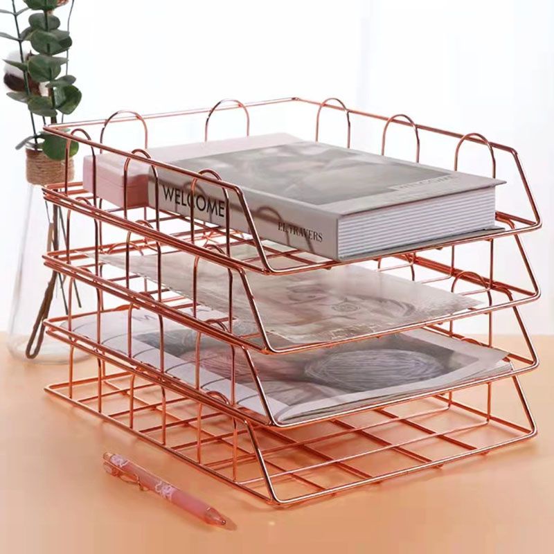 File Storage Rack Ins Desktop File Basket Office Multi-Layer File Shelf ...