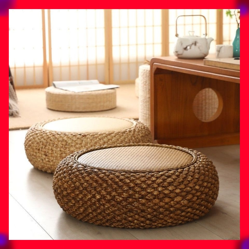 Woven Rattan Futon Round Seat Pier Woven Straw Bay Window Rattan Futon