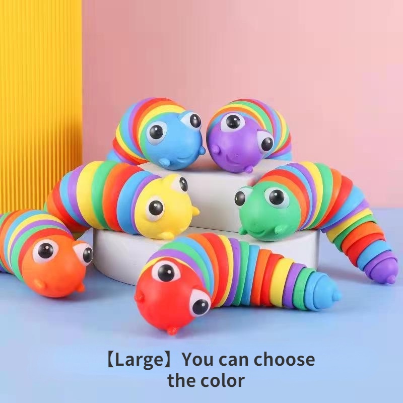 Douluo Continent Cute Caterpillar Fidget Slug Toy 3D Printed Articulated Fidget Slug Toy, Anxiety Relief Fidget Slug Toy, Gift for Kids, Adults, Party, Birthday7.8'' (Blue)