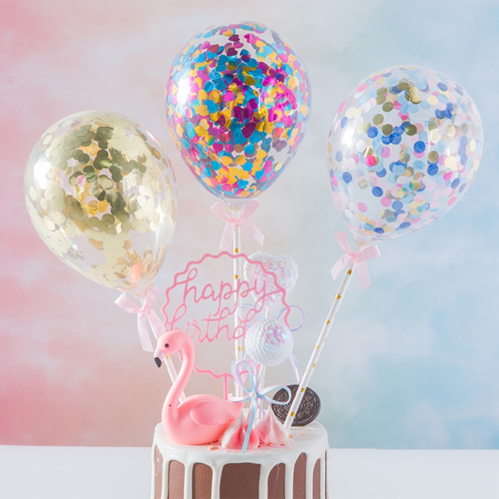 5 Inch Rose Gold Confetti Balloon Cake Toppers Mini Latex Balloon Craft ...