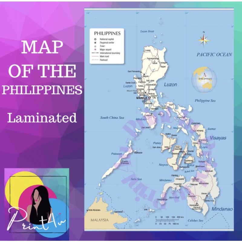 Map of the Philippines Laminated waterproof - Mapa ng Pilipinas ...